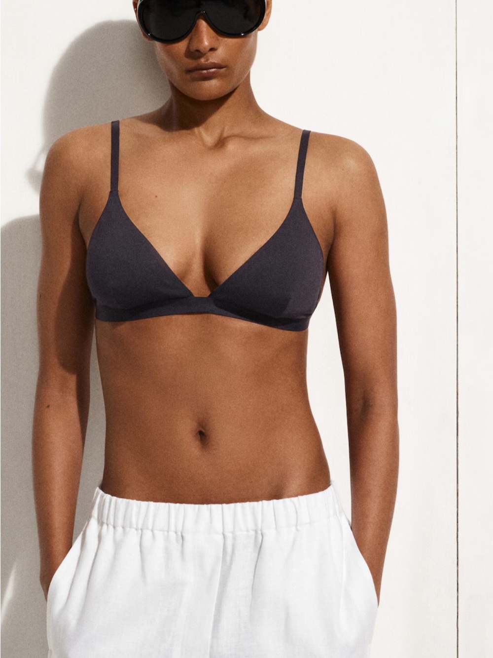COS black Minimal Triangle Bikini Top